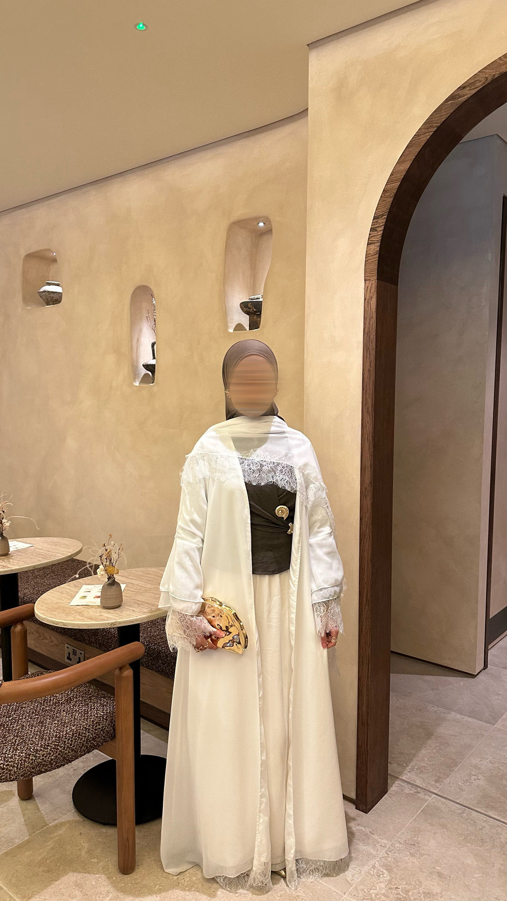 The White Safa Lace Abaya
