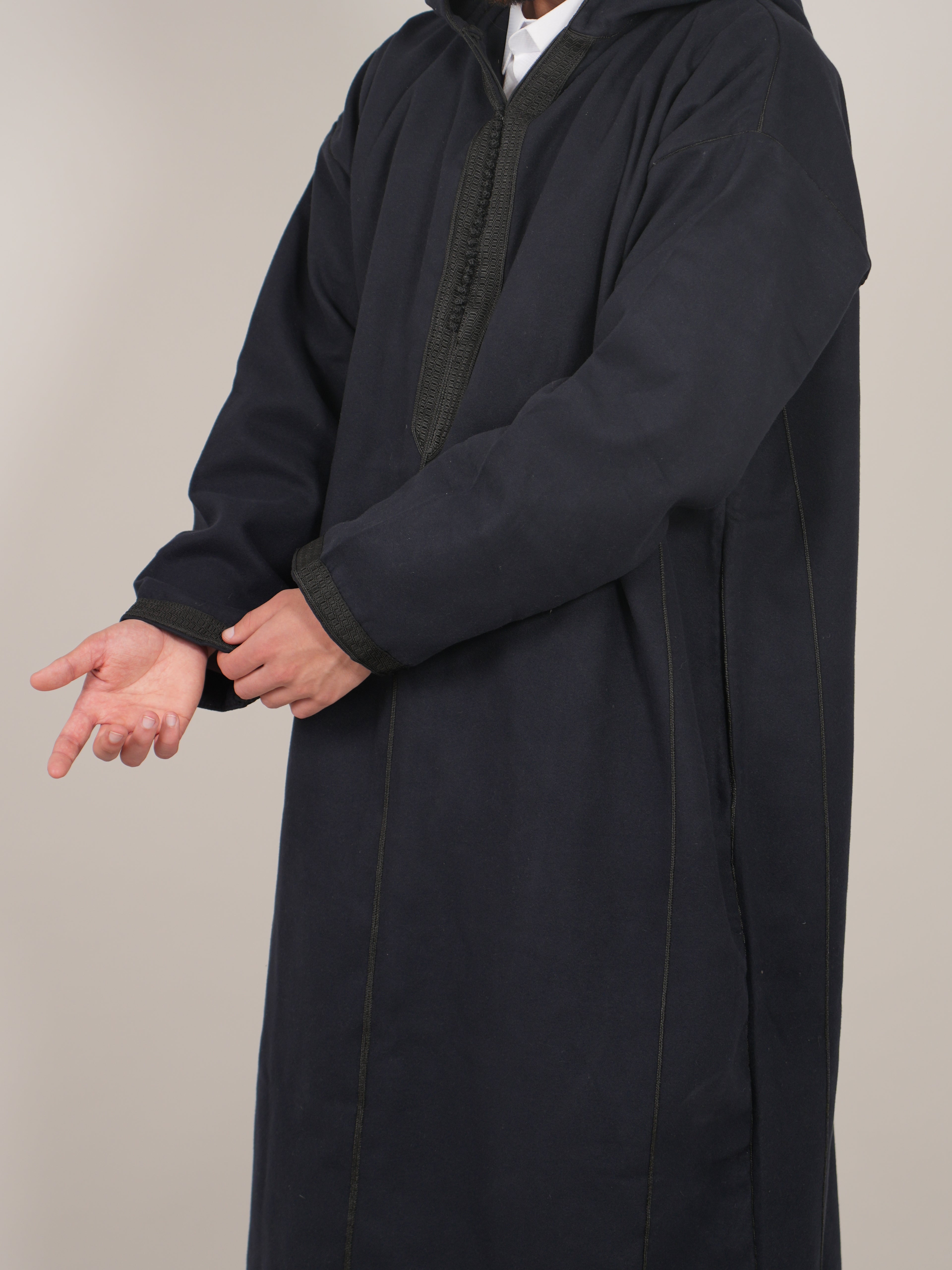 Navy Blue Moroccan Djellaba Thobe - Luxury Jubbah Made in Morocco - YAZIR Winter
