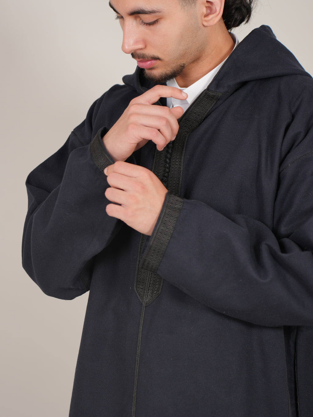 Navy Blue Moroccan Djellaba Thobe - Luxury Jubbah Made in Morocco - YAZIR Winter
