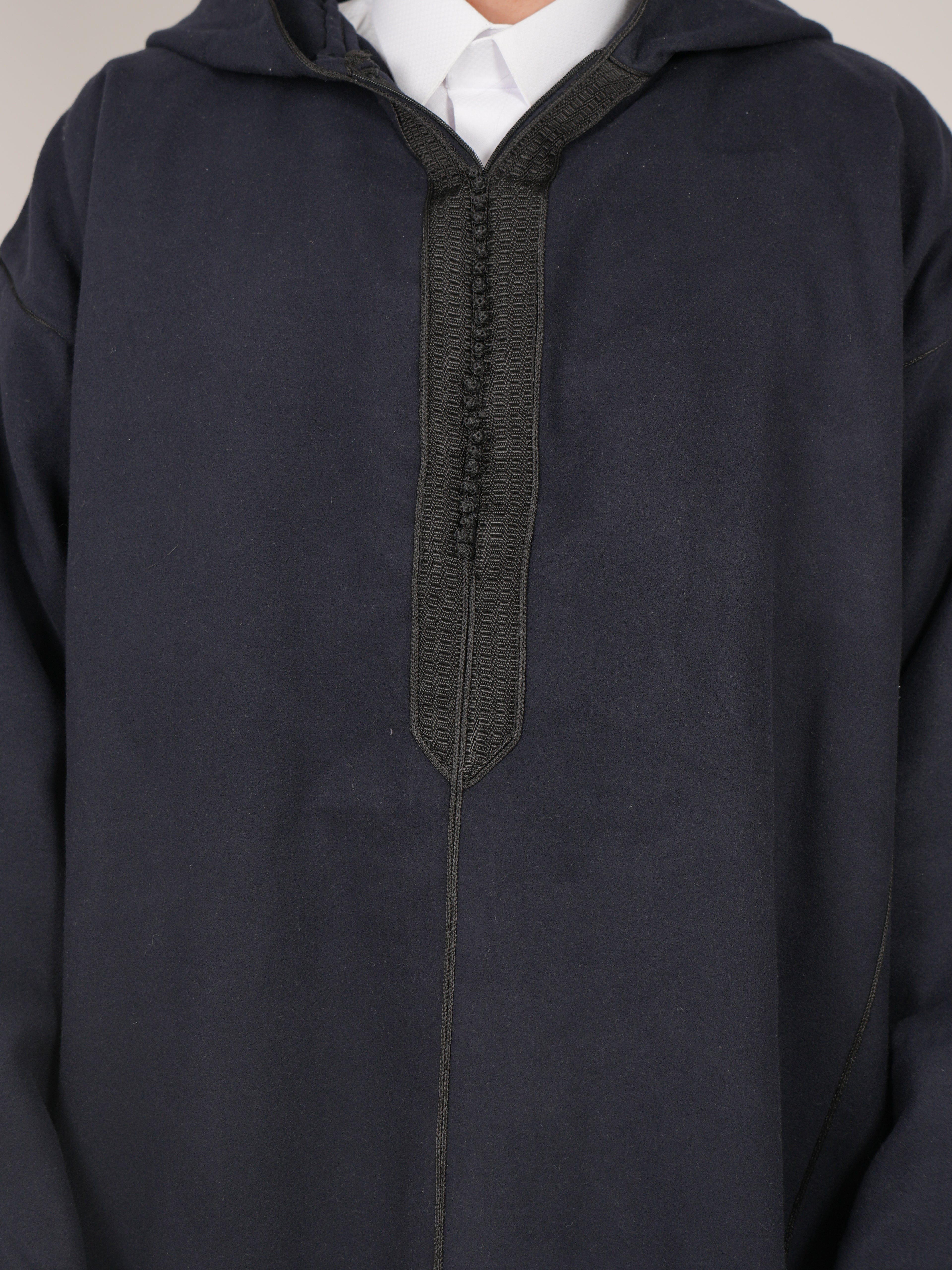 Navy Blue Moroccan Djellaba Thobe - Luxury Jubbah Made in Morocco - YAZIR Winter