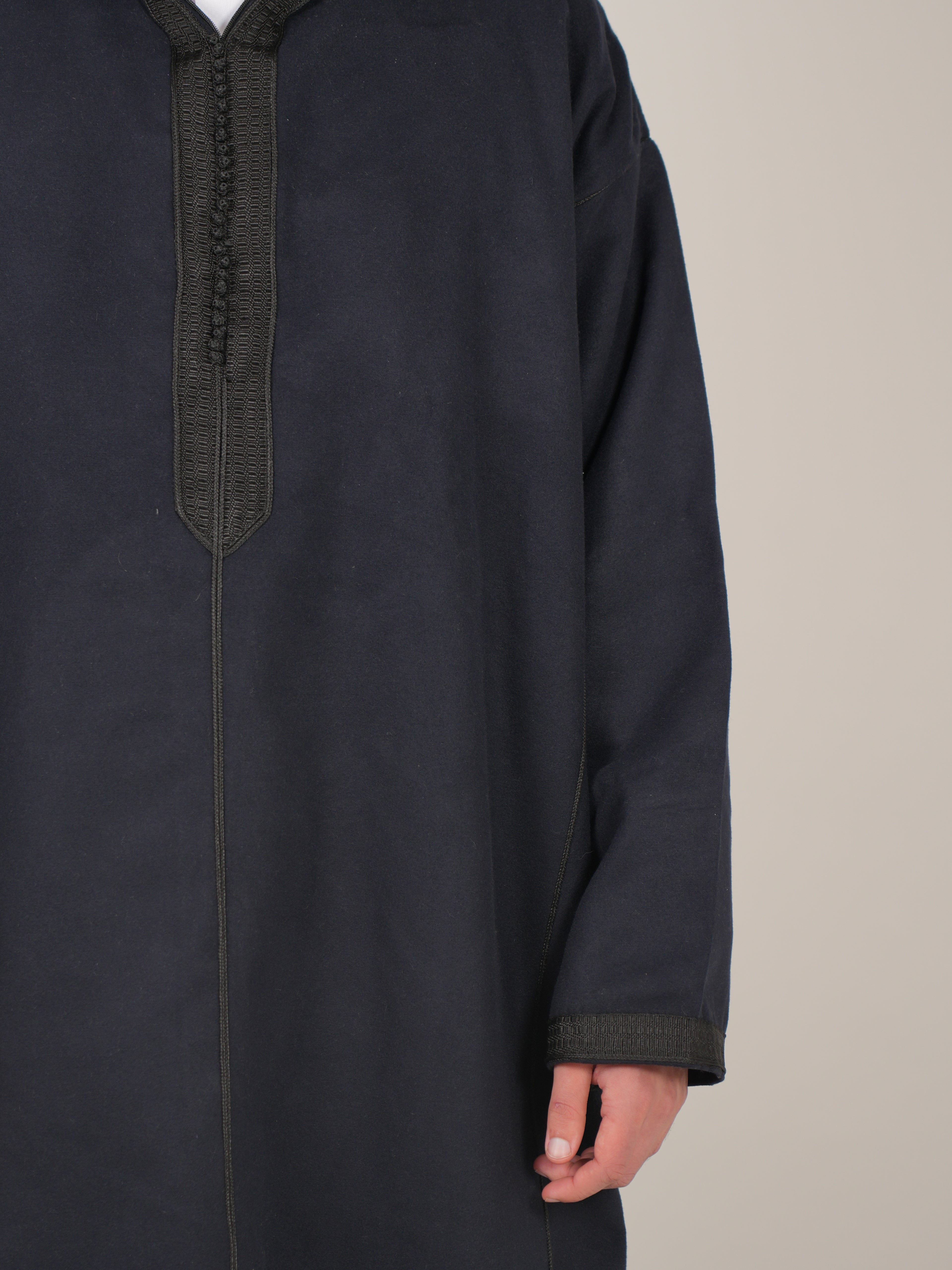 Navy Blue Moroccan Djellaba Thobe - Luxury Jubbah Made in Morocco - YAZIR Winter