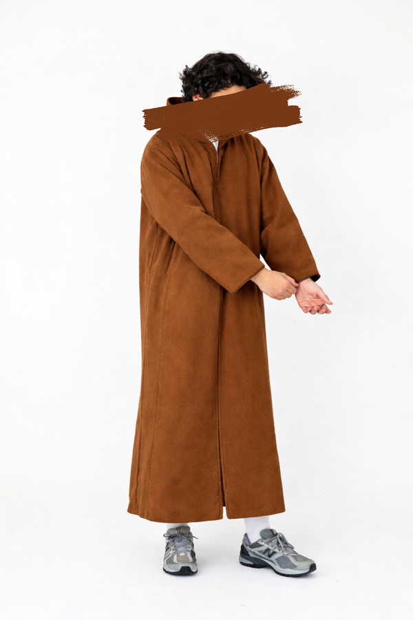 Men’s Camel Moroccan Djellaba – Traditional Hooded Thobe