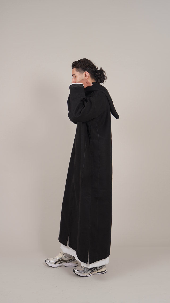 Black Moroccan Winter Djellaba Thobe - YAZIR