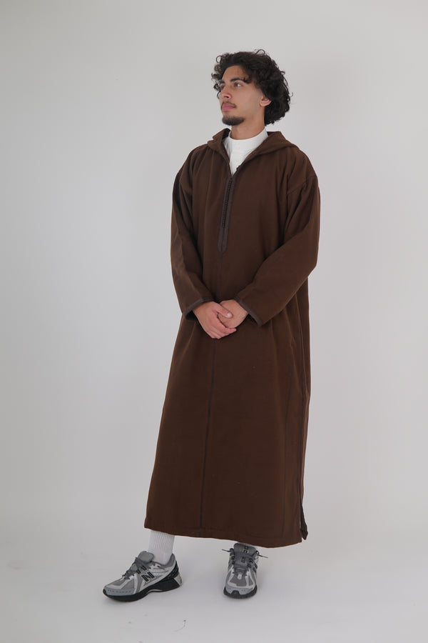 Men's Brown Moroccan Djellaba robe with hood UK & Worldwide